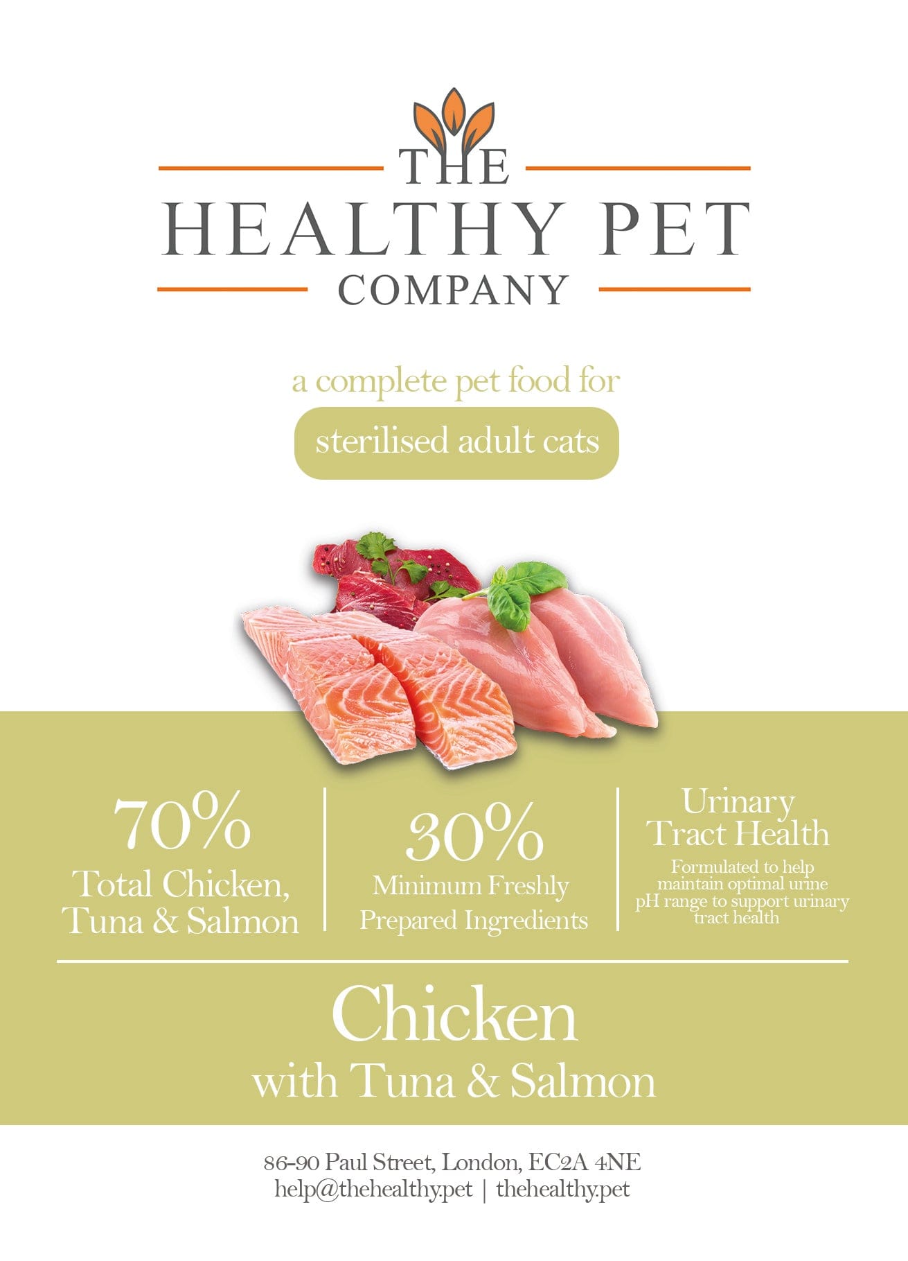 The Healthy Pet Company Complete Meal - Chicken, Salmon & Tuna for Sterilised Adult Cats - The Healthy Pet Company
