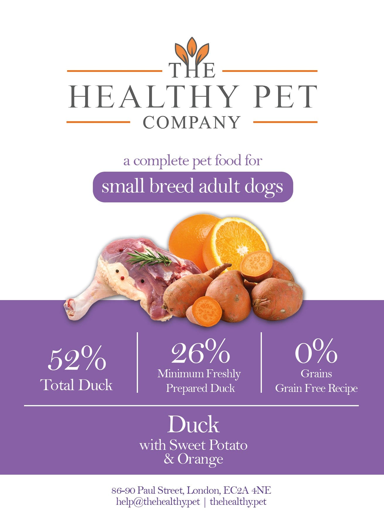The Healthy Pet Company Complete Meal - Duck with Sweet Potato for Small Breed Adult Dogs - The Healthy Pet Company