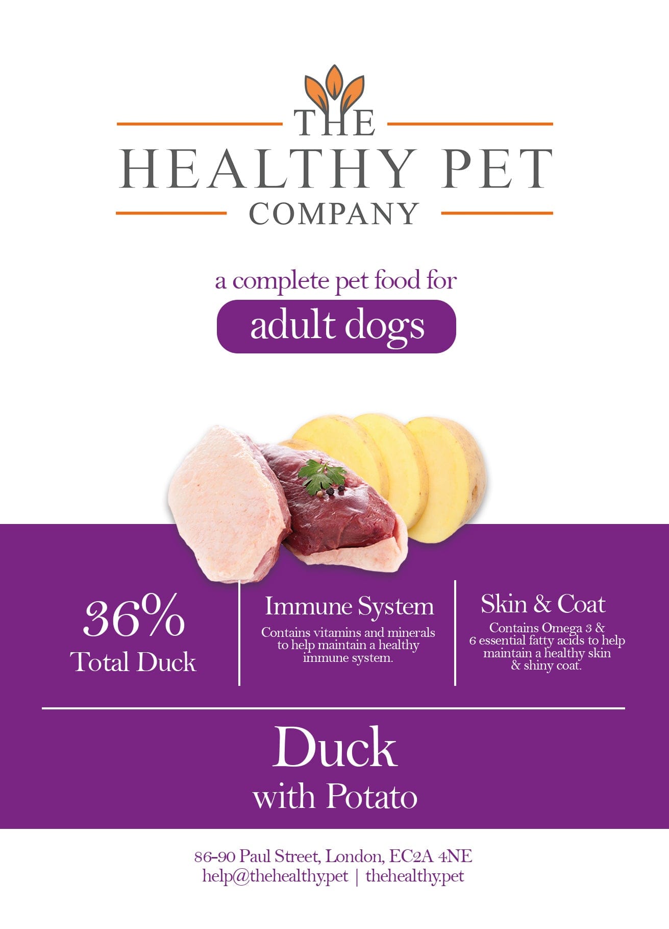 The Healthy Pet Company Complete Meal - Duck with Potato for Adult Dogs - The Healthy Pet Company