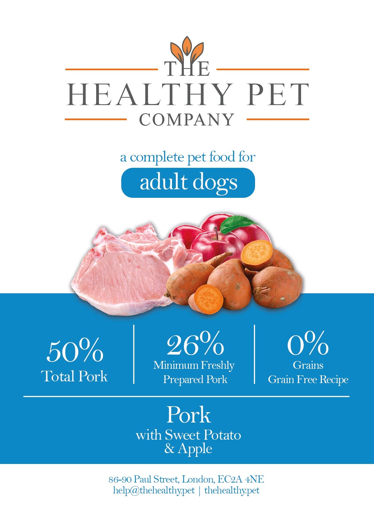The Healthy Pet Company Complete Meal - Pork with Sweet Potato for Adult Dogs - The Healthy Pet Company