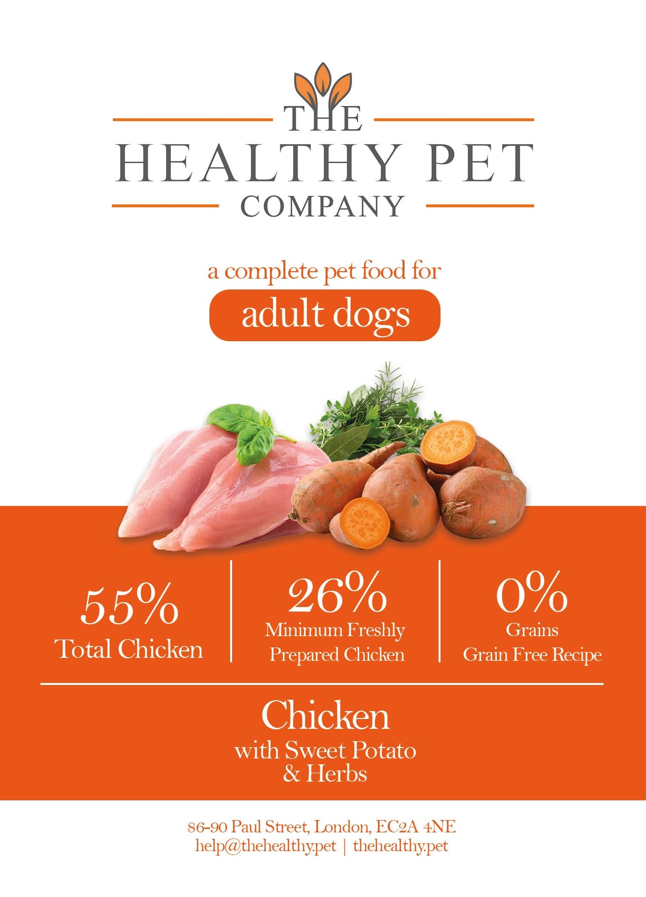 The Healthy Pet Company Complete Meal - Chicken with Sweet Potato & Herbs for Adult Dogs - The Healthy Pet Company