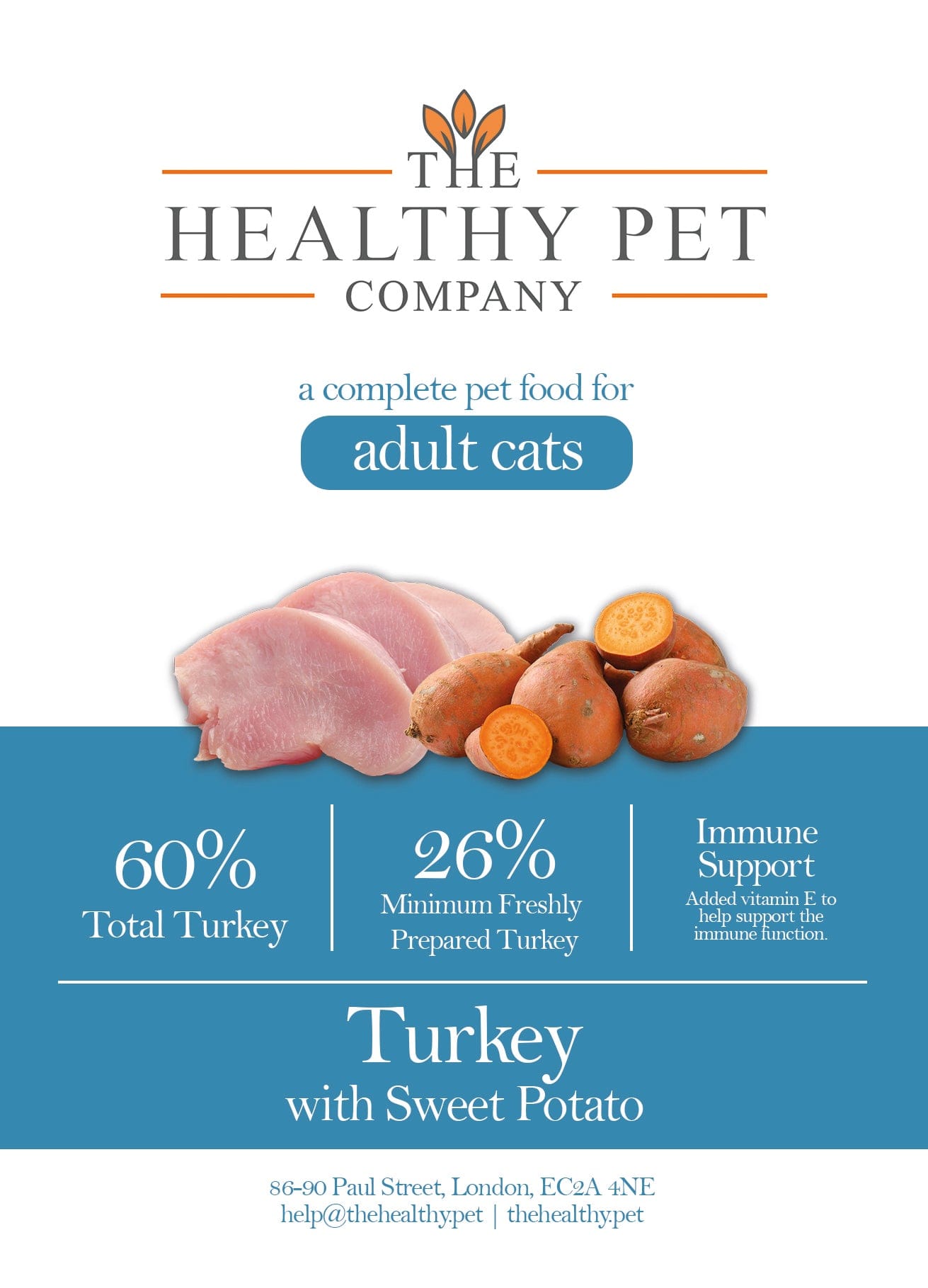 The Healthy Pet Company Complete Meal - Turkey & Sweet Potato for Adult Cats - The Healthy Pet Company