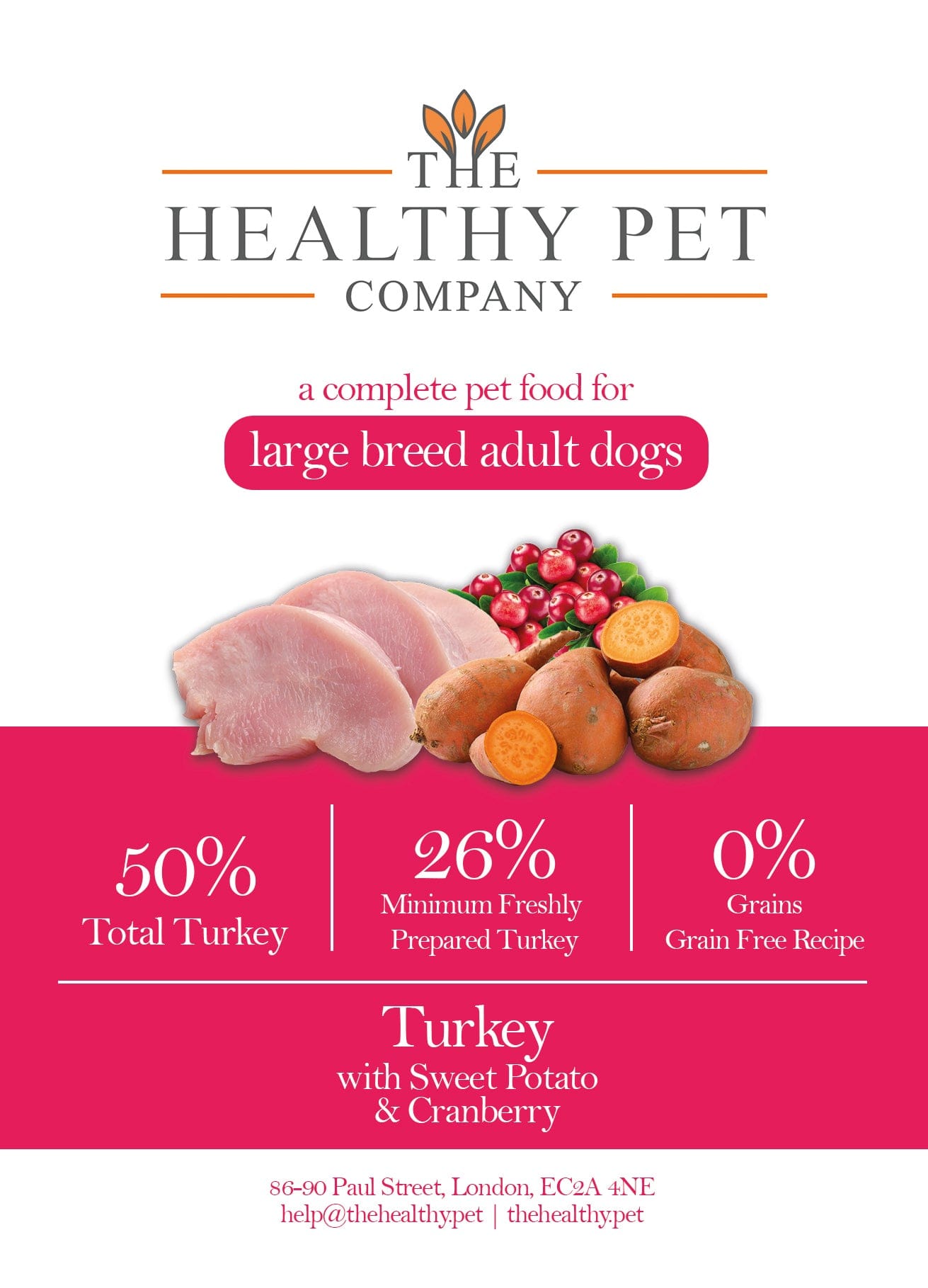 The Healthy Pet Company Complete Meal - Turkey & Sweet Potato for Large Breed Adult Dogs - The Healthy Pet Company