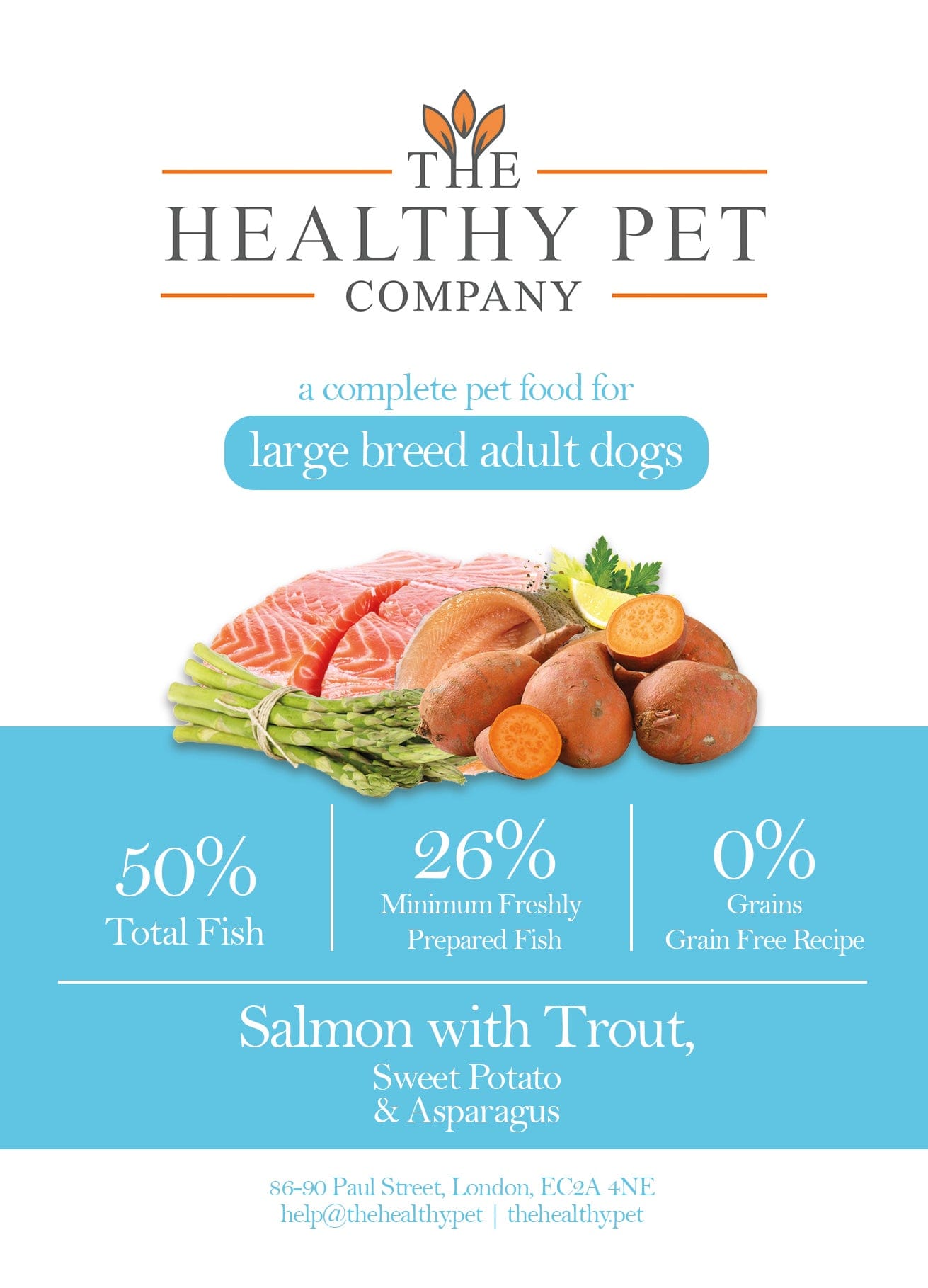 The Healthy Pet Company Complete Meal - Salmon & Trout with Sweet Potato for Large Breed Adult Dogs - The Healthy Pet Company