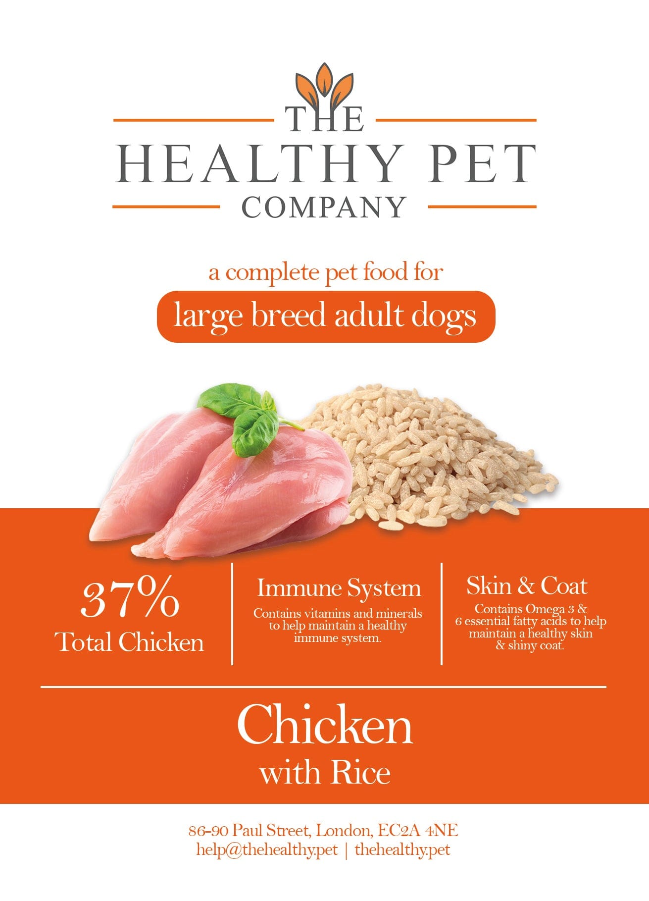 The Healthy Pet Company Complete Chicken with Rice for Large Breed Adult Dogs - The Healthy Pet Company