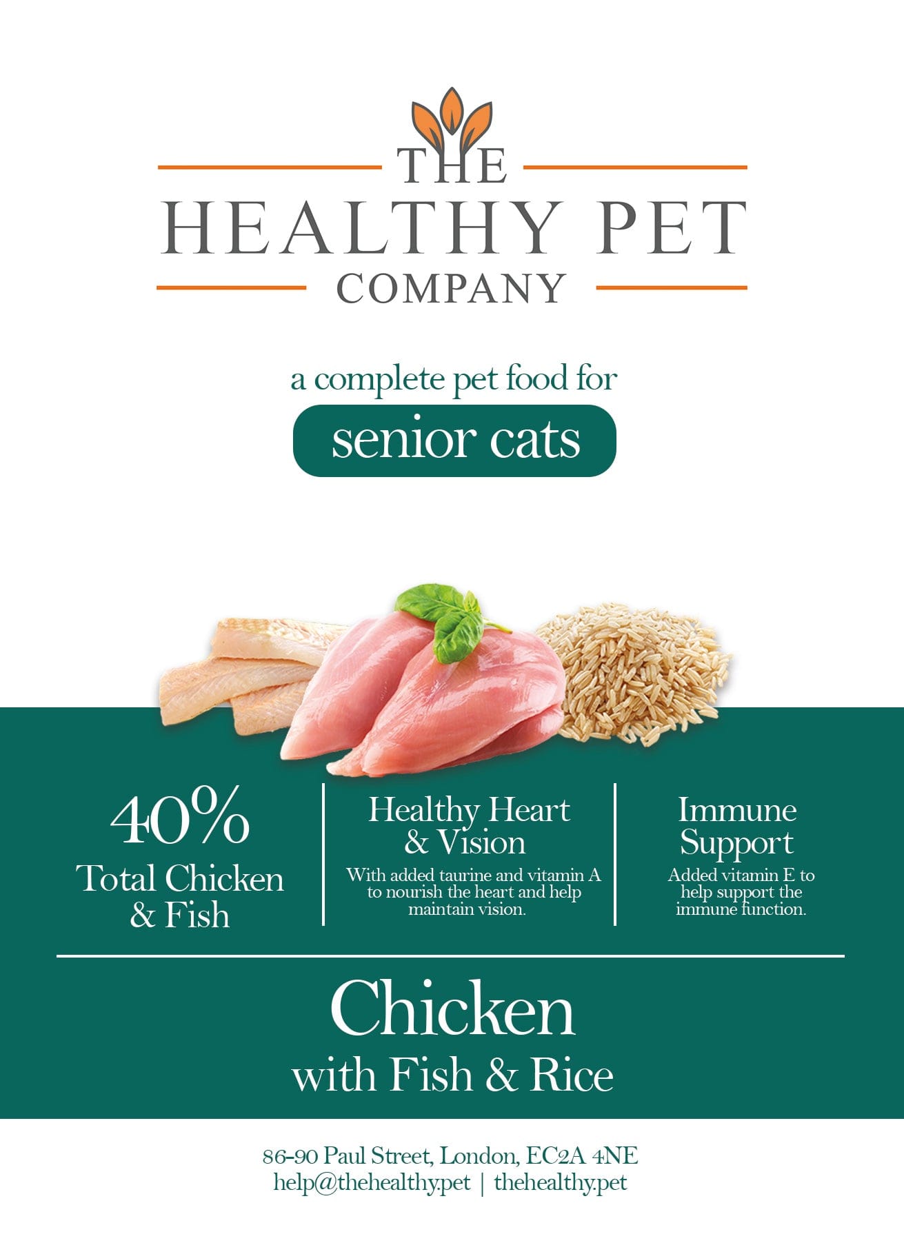 The Healthy Pet Company Complete Meal - Chicken & Fish with Rice for Senior Cats - The Healthy Pet Company