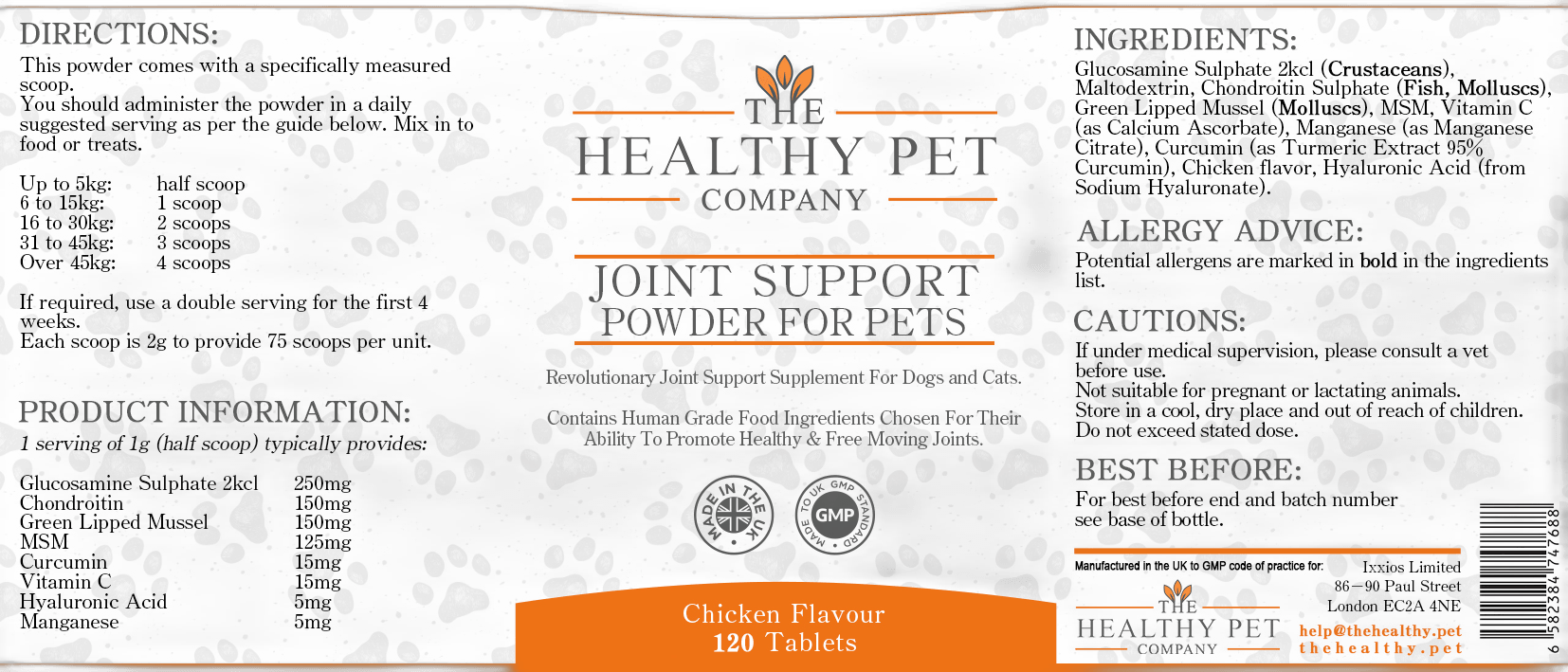 The Healthy Pet Company Natural Joint Support Powder (150g) - The Healthy Pet Company