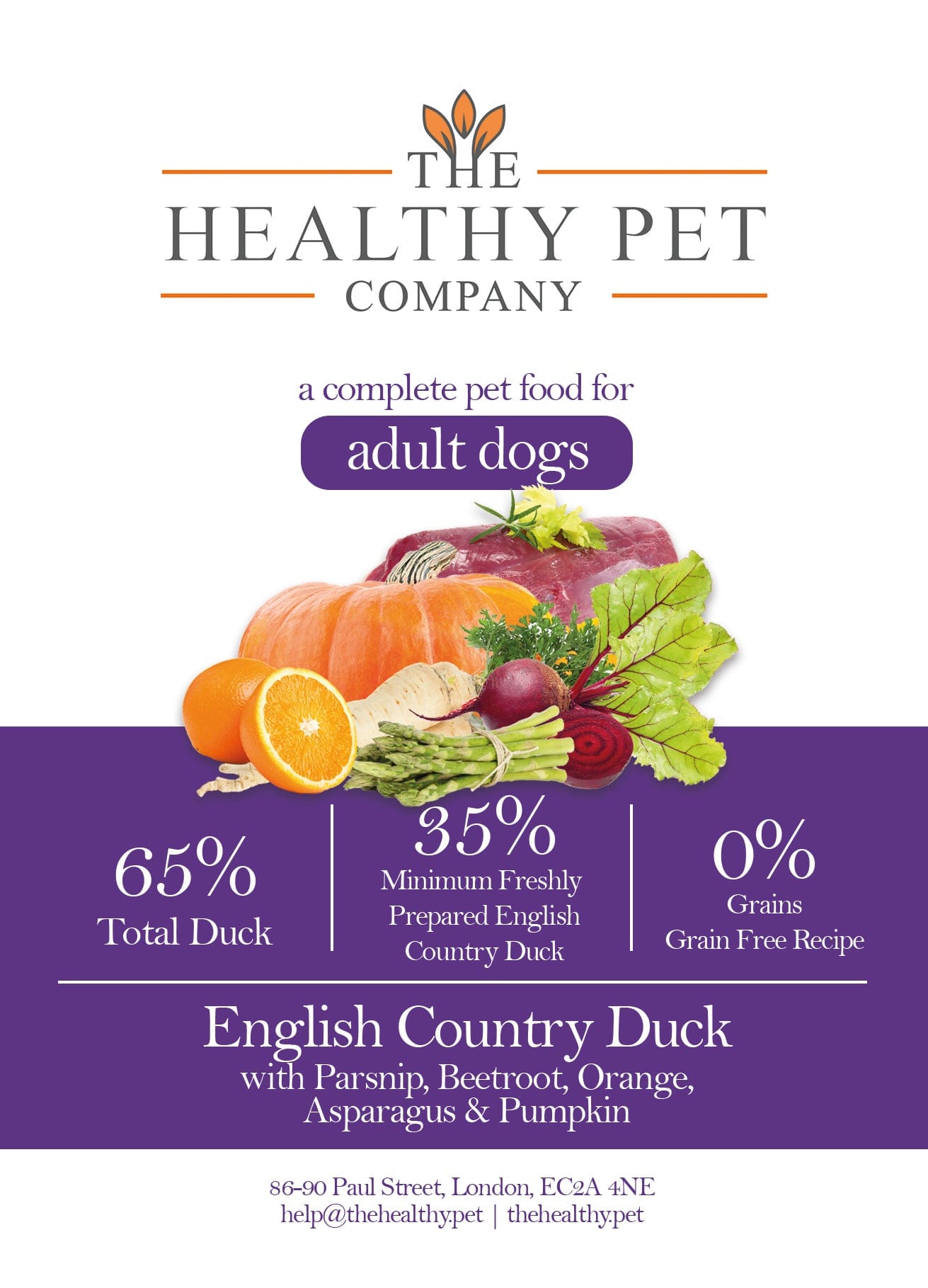 The Healthy Pet Company Complete Meal - Duck with Veg & Fruit for Adult Dogs - The Healthy Pet Company